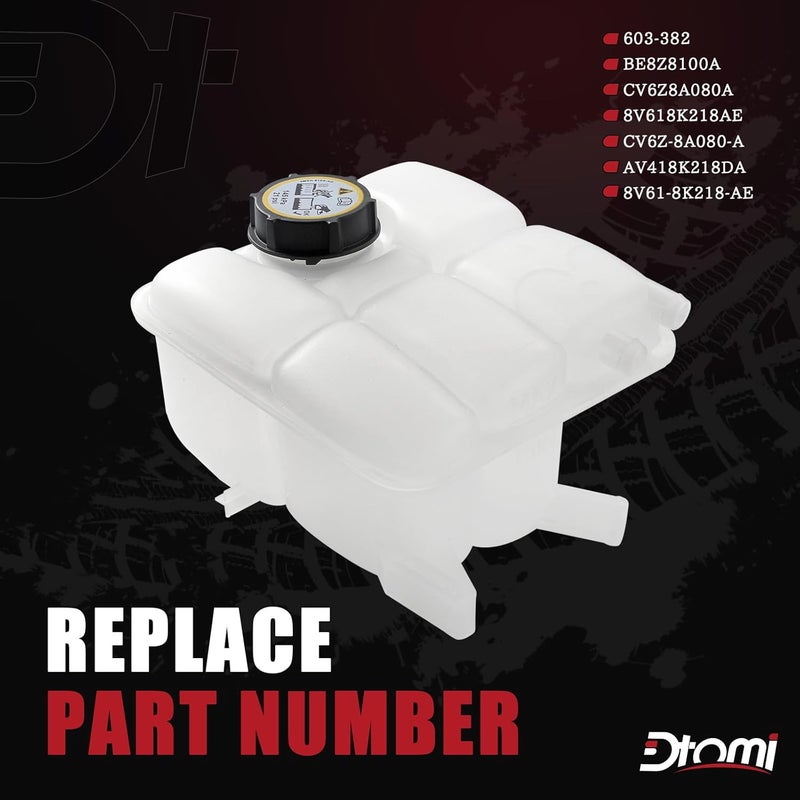 Dtomi خزان سائل التبريد للمحرك، خزان التمدد مع غطاء، متوافق مع سيارات فورد C-Max 2013-2018، Escape 2013-2016، Focus 2012-2018، Transit Connect 2014-2016، استبدال# 603-382 - Image 2